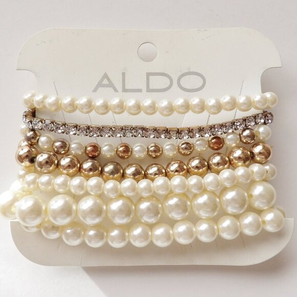Aldo Jewelry - ALDO 7 Bracelet Set Stretch Style Mostly Pearl look Brand New